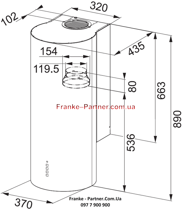 Franke-Partner.com.ua ➦  Кухонная вытяжка Franke Turn FTU 3805 XS LED0 (335.0518.748) нерж. сталь