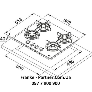 Franke-Partner.com.ua ➦  Вбудована варильну газова поверхня Franke New Crystal FHCR 604 4G HE XA C (106.0496.075) нерж сталь