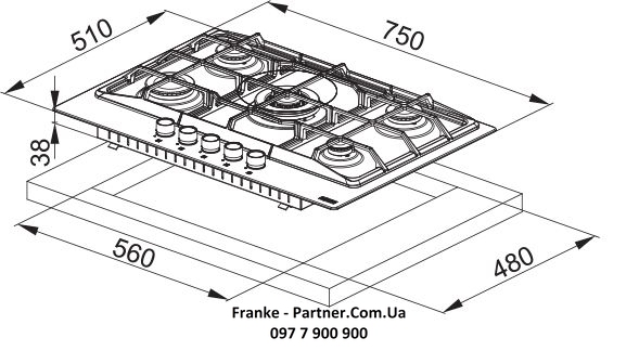 Franke-Partner.com.ua ➦  Варочная поверхность Franke Crystal FHCR 755 4G TC HE XS C (106.0374.285)