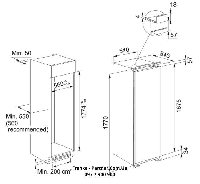 🟥 Вбудовувана холодильна камера Franke FSDR 330 V NE E (118.0532.599) інверторний компресор