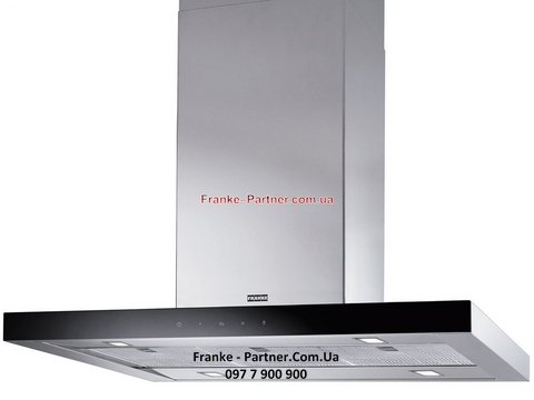 Franke-Partner.com.ua ➦  Островная кухонная вытяжка Franke Crystal FCR 925 I BK XS LED0 (325.0518.709) нерж. сталь / чёрное стекло