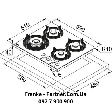 Franke-Partner.com.ua ➦  Вбудована варильну газова поверхня Franke Maris Free by Dror FHMF 604 3G DC C (106.0541.746) нержавіюча сталь