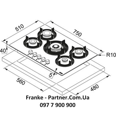 Franke-Partner.com.ua ➦  Встроенная варочная газовая поверхность Franke Maris Free by Dror FHMF 755 4G TC C (106.0541.747) нержавеющая сталь