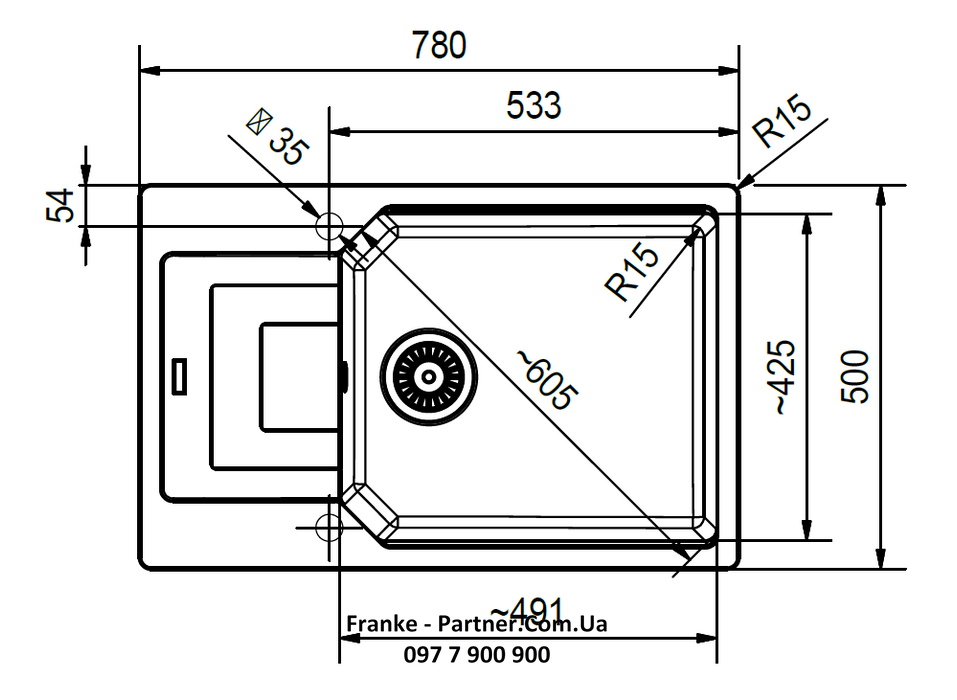 Franke-Partner.com.ua ➦  Кухонна мийка Franke Urban UBG 611-78 XL (114.0574.979)