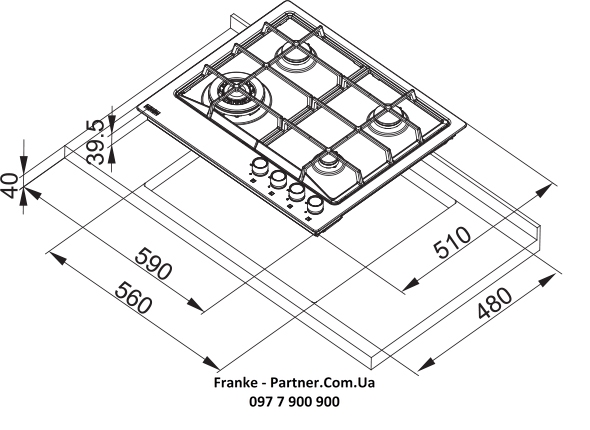 Franke-Partner.com.ua ➦  Варочная поверхность Franke Crystal FHCR 604 4G BK C (106.0052.049)