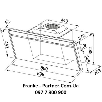 Franke-Partner.com.ua ➦  Пристінна кухонна витяжка Frames by Franke FS VT 906 W XS CH, колір шампань