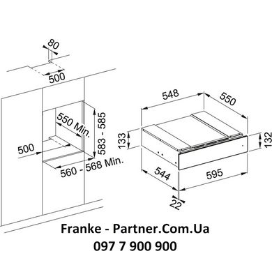 Franke-Partner.com.ua ➦  Висувна термостатична шухляда для підігріву посуду Franke Mythos FMY 14 DRW XS (131.0611.212) скло, колір чорний / нержавіюча сталь
