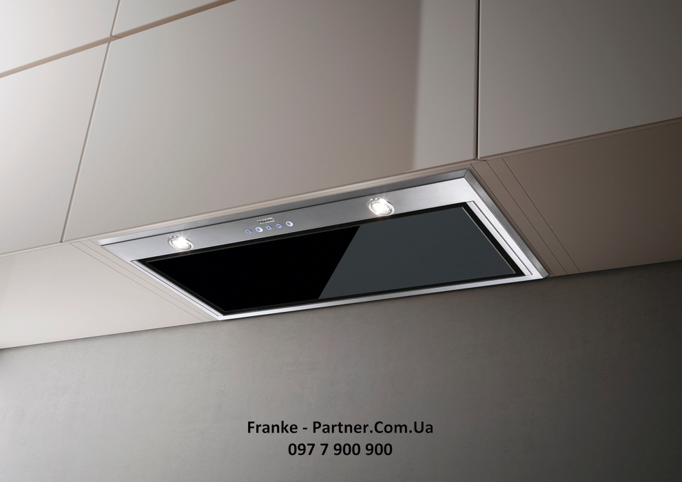Franke-Partner.com.ua ➦  Кухонная вытяжка Franke Inca Plus FBI 737 XS/BK (305.0528.842) нерж. сталь/чёрное стекловстраиваемая полностью, 70 см
