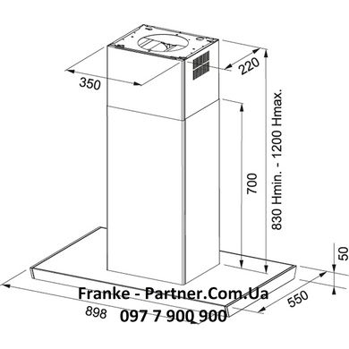 Franke-Partner.com.ua ➦  Т-подібна острівна кухонна витяжка Frames by Franke FS TS 906 I XS BK, колір чорний