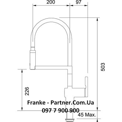 Franke-Partner.com.ua ➦  Полупрофессиональный кухонный смеситель с выносной воронкой Frames by Franke FS HF SWSP, цвет хром