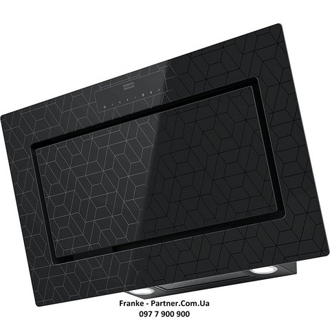 Franke-Partner.com.ua ➦  Кухонная вытяжка Franke Mythos FMY 907 MG BK (330.0593.253) чёрное стекло + узор - настенный монтаж, 90 см