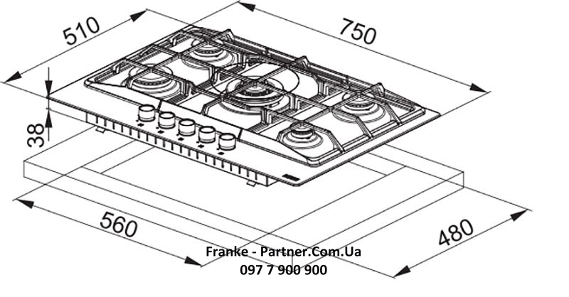 Franke-Partner.com.ua ➦  Варочная поверхность Franke Neptune FHNE 755 4G TC WH C (106.0284.910)