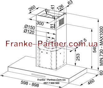 Franke-Partner.com.ua ➦  Кухонная вытяжка Franke Crystal FCR 925 I TC BK XS (110.0260.658)