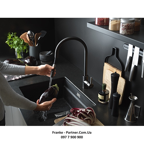 Franke-Partner.com.ua ➦  Кухонний змішувач Franke Eos Neo Pull Down, з висувним виливом та функцією душу