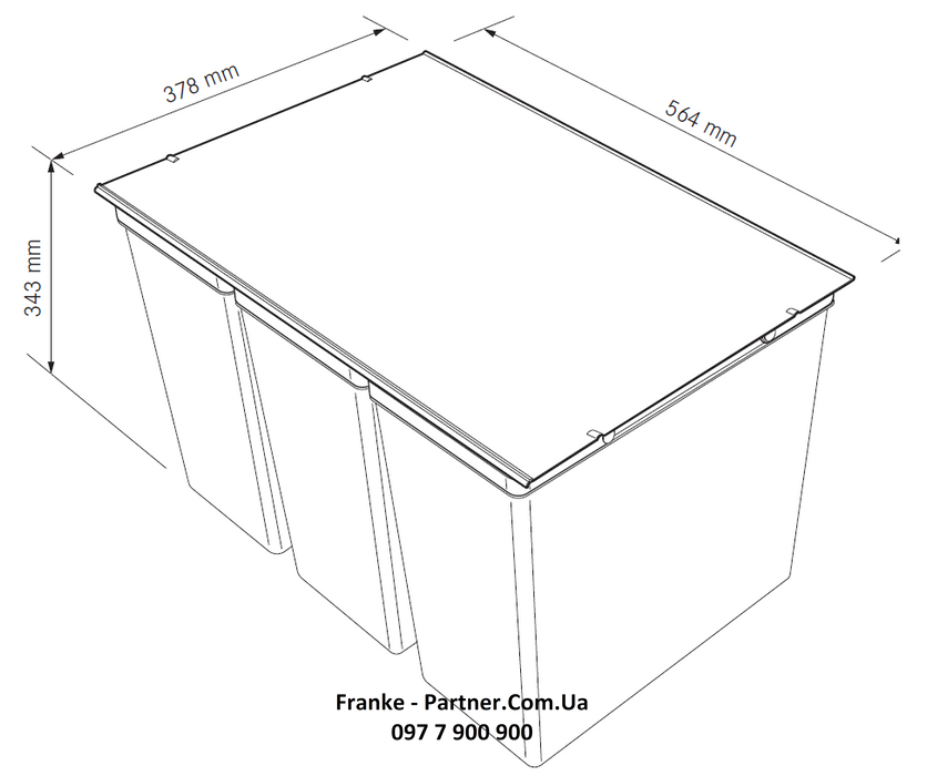 Franke-Partner.com.ua ➦  Системы сортировки отходов EASYSORT 600-3-0 - Сортер Franke Easy Sort (3х14,5л) (121.0494.192)