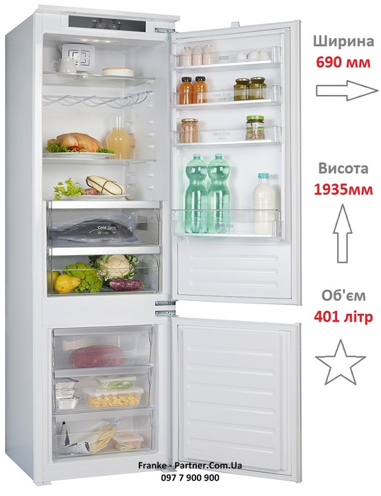 🟥 Вбудовуваний холодильник Franke FCB 400 V NE E (118.0629.526) 401 літр, H-1935 L-690 інверторний компресор