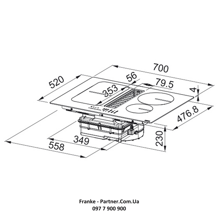 Franke-Partner.com.ua ➦  Кухонна витяжка інтегрована в індукційну варильну поверхню Franke SMART FSM 709 HI (340.0678.203) чорне скло