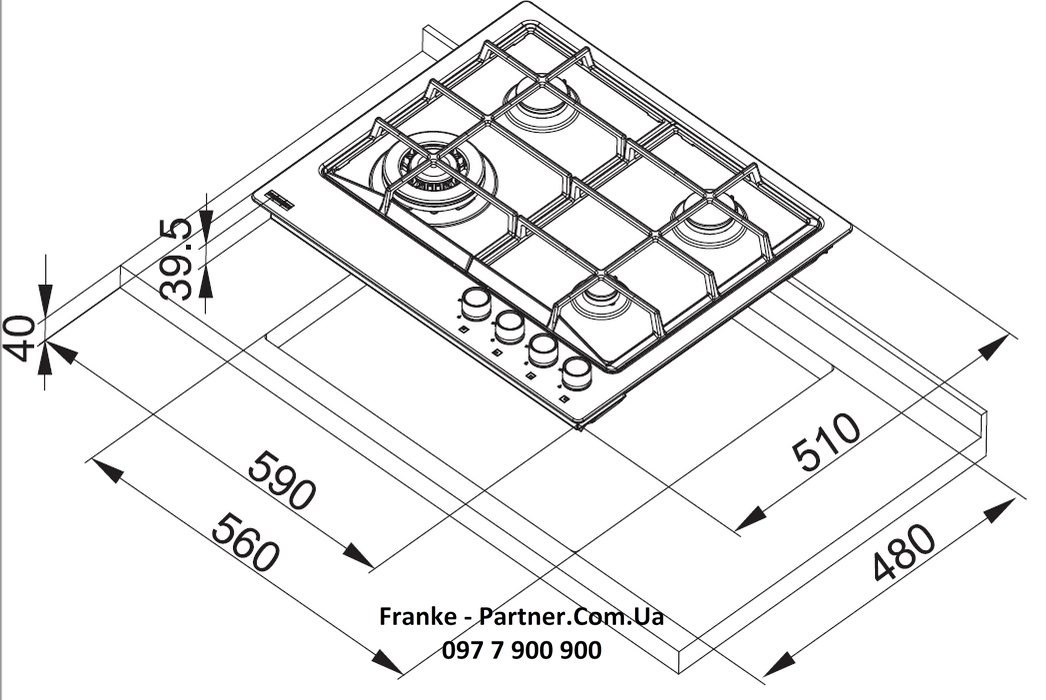 Franke-Partner.com.ua ➦  Варильна поверхня Franke FHNE 604 3G TC XS C (106.0155.167)