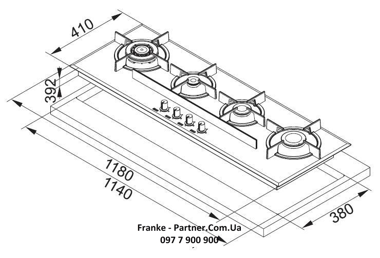 Franke-Partner.com.ua ➦  Варочная поверхность Franke Crystal FHCR 1204 3G TC WH C (106.0152.817)